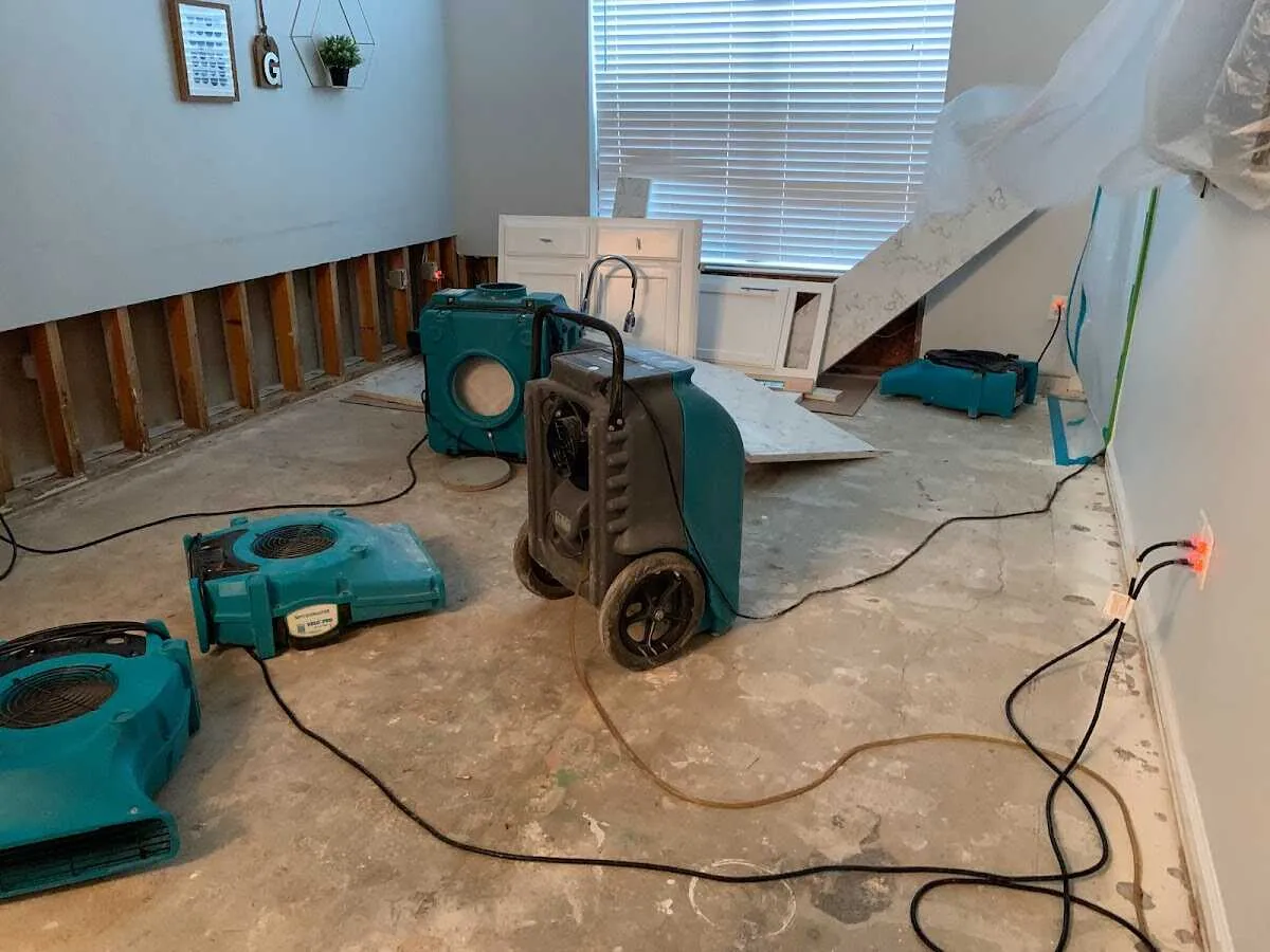 Dehumidifier in flood-cut room for Water Damage Restoration in Martinez
